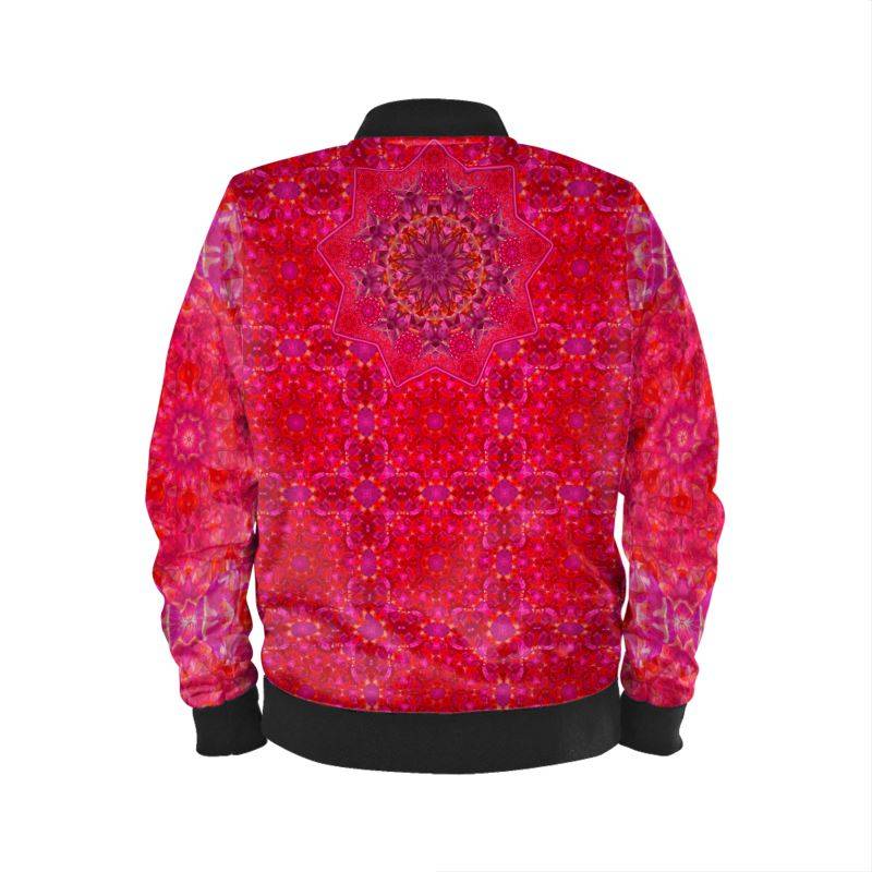 Men s Bomber Jacket Bright Red Tulips